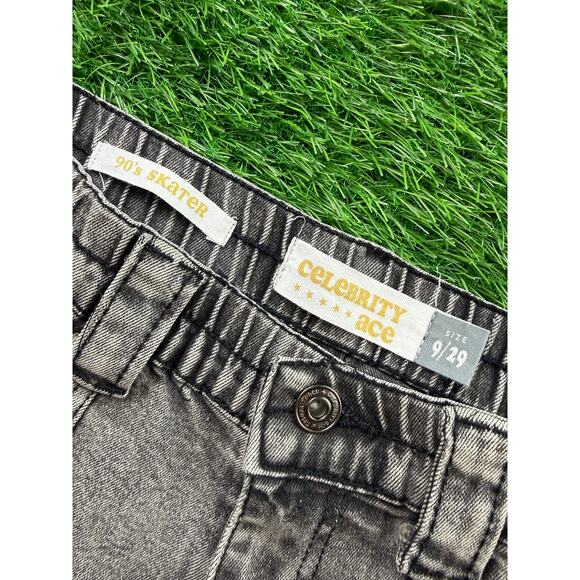 Celebrity Ace 90s Skater Jeans Womens 9/29 Black Wash Cargo High Rise Grunge Y2K - Picture 2 of 15